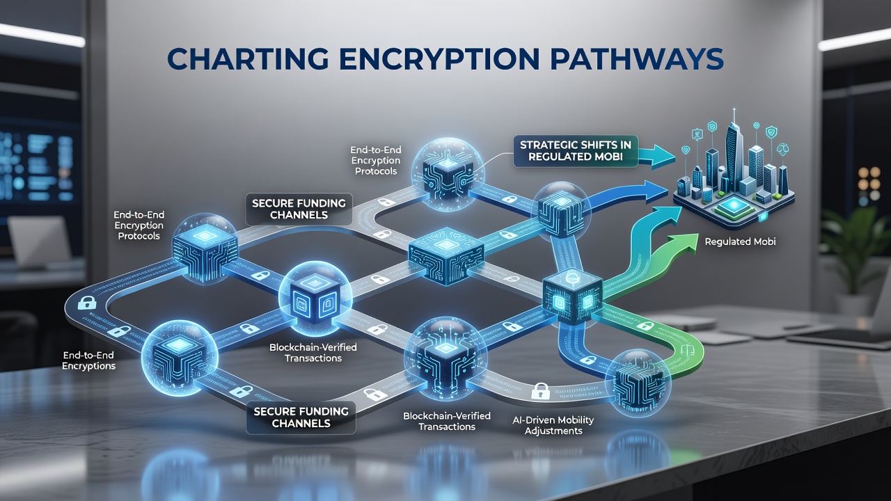 Diagram showing encryption flow between funding sources and mobile table game interfaces in regulated environments
