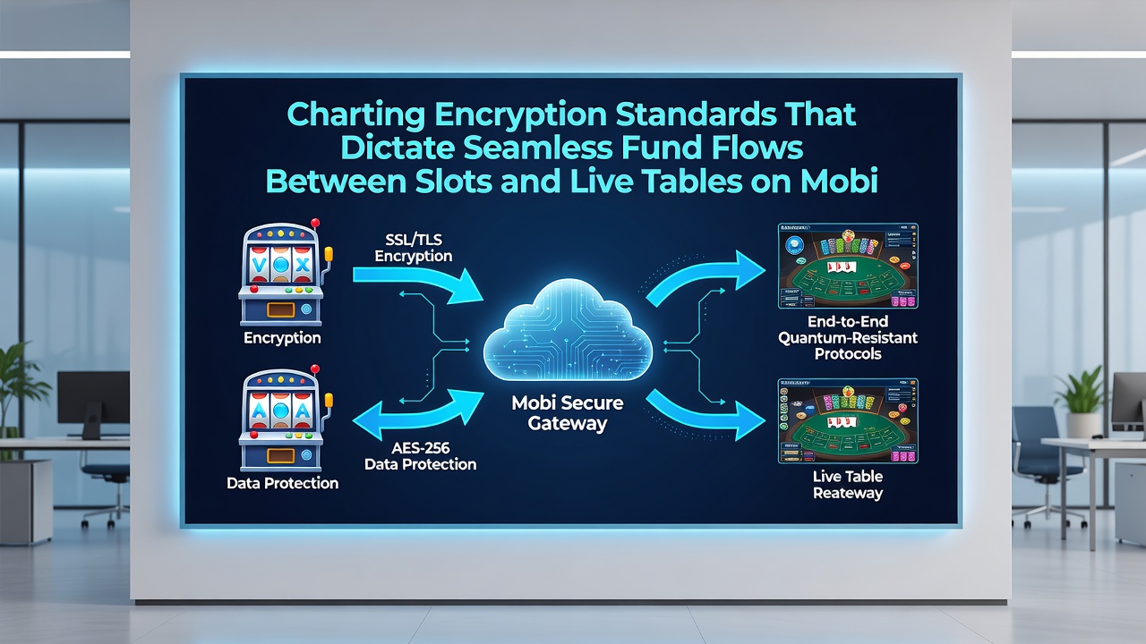 Illustration of secure fund routing pathways connecting slot and live table modules within a mobile casino architecture