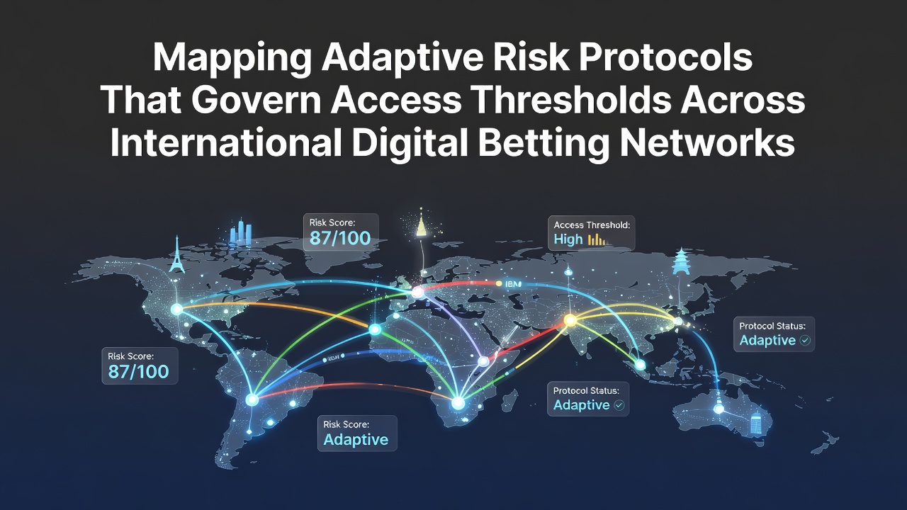 Network diagram showing adaptive risk protocols and access thresholds in digital betting systems