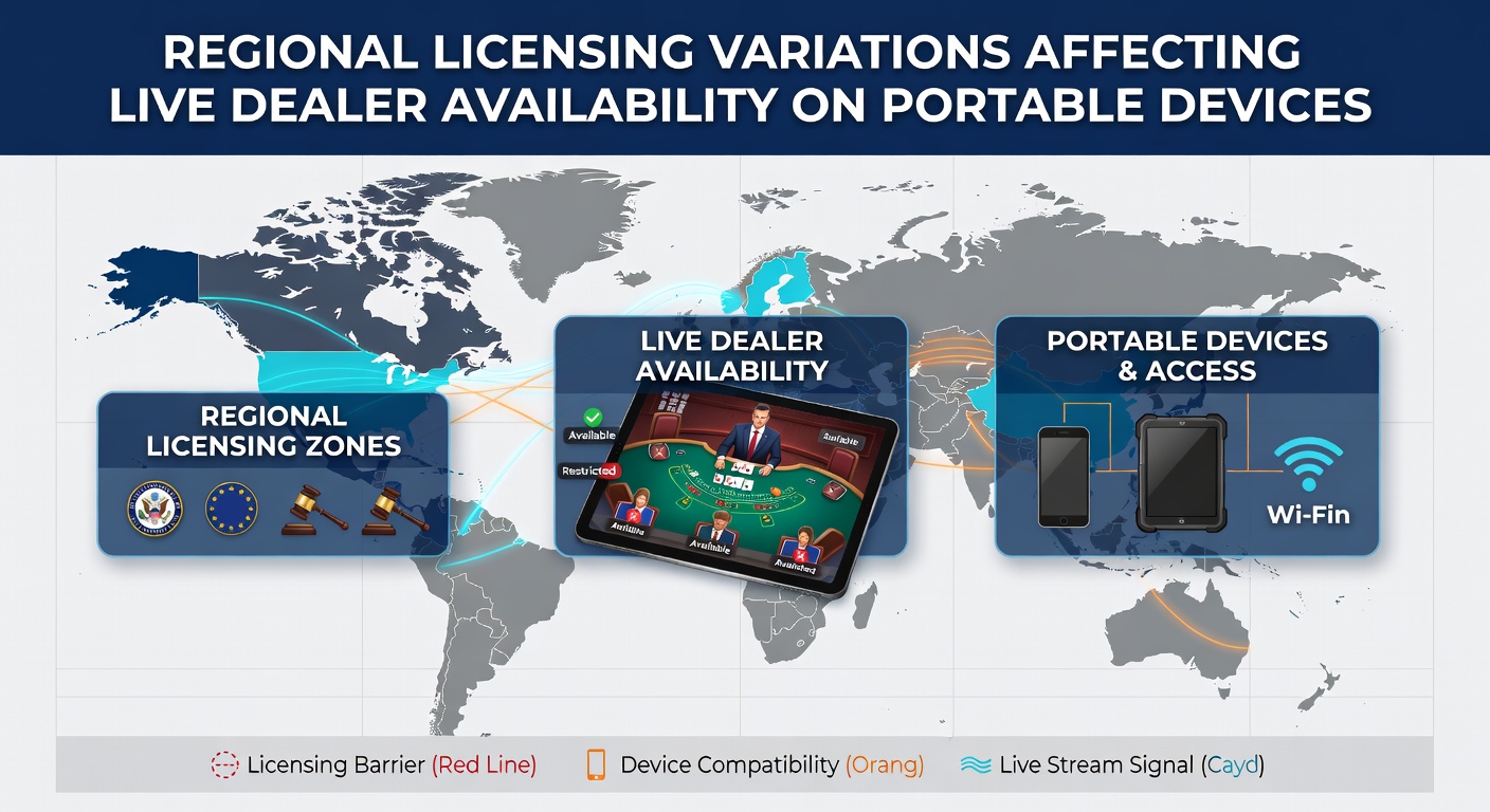 Live dealer streaming setup on portable devices demonstrating regional compliance variations