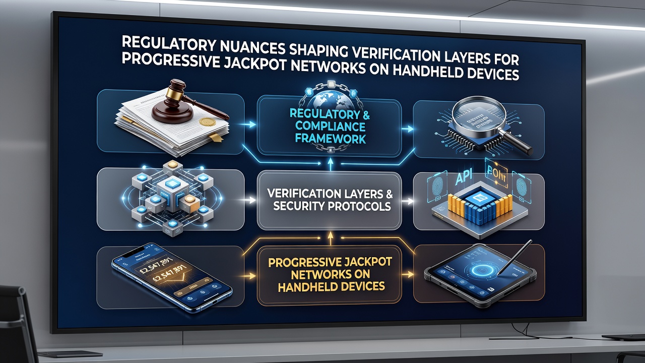 Secure data encryption pathways linking handheld devices to centralized progressive jackpot verification servers