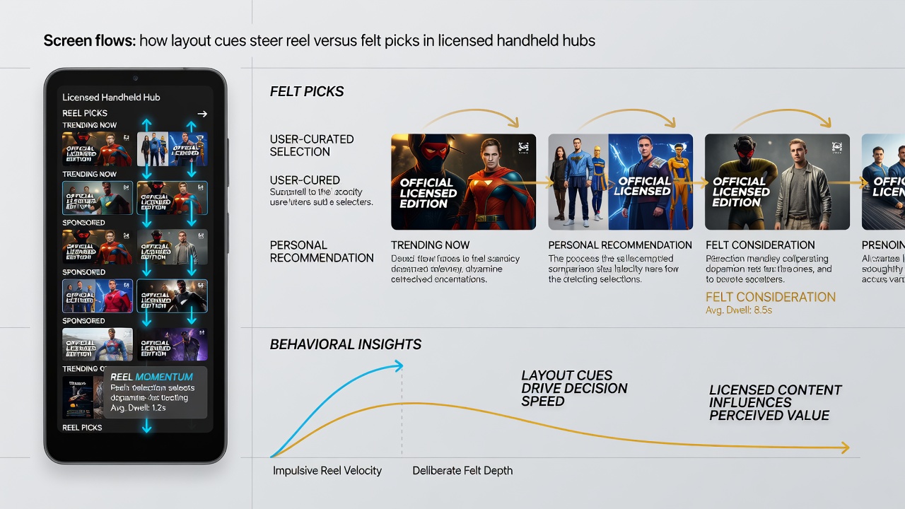 Comparison of reel and felt game sections in a handheld casino interface with layout annotations